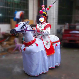 高仿真白龙布马竹马骑马舞跑毛驴扭秧歌社火用品节日年会表演道具