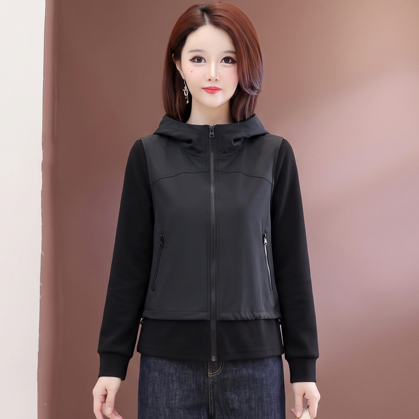 中青年女装外套2026秋季新款时尚假两件洋气百搭休闲韩版减龄上衣