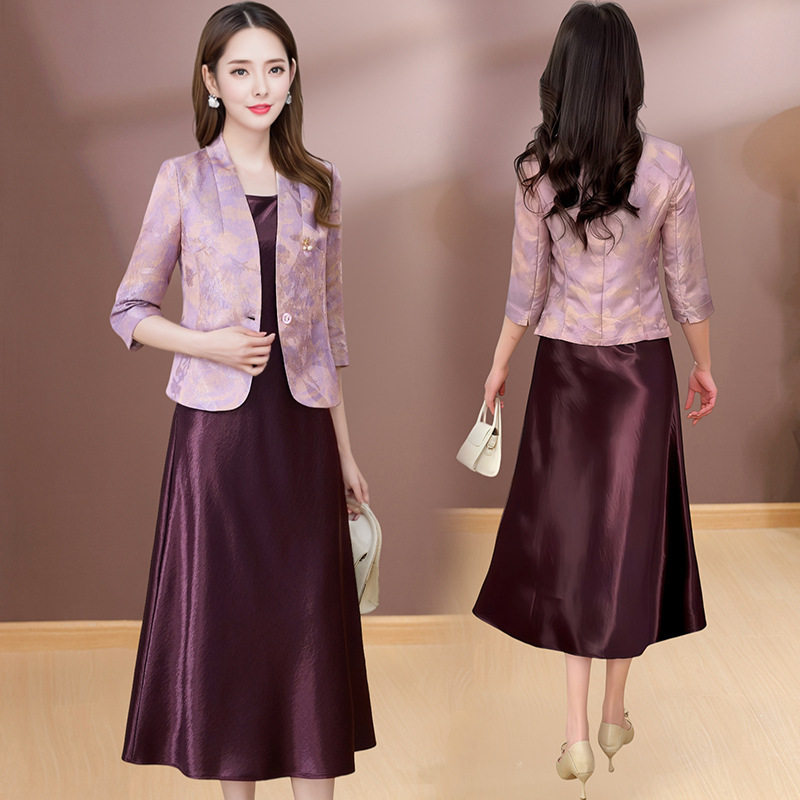 中青年女装时尚套装裙2026春秋夏新款夏西服外套背心连衣裙两件套