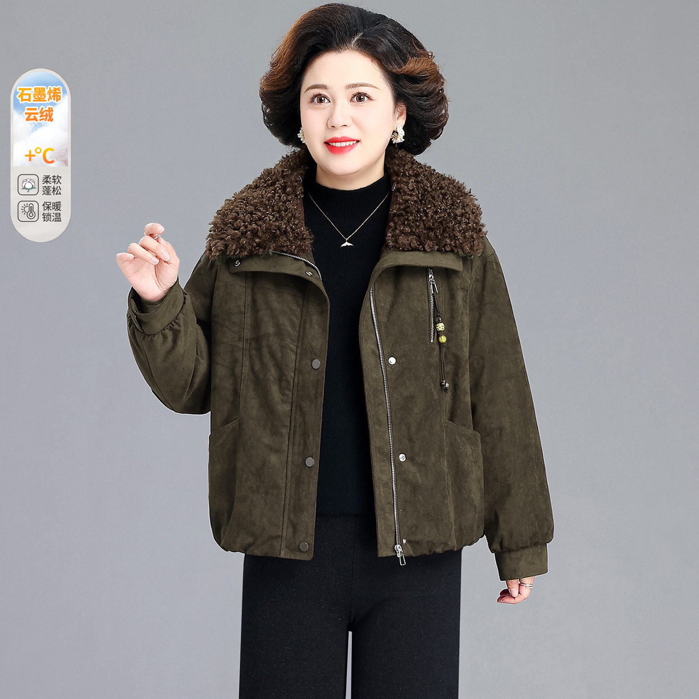 婆婆妈妈冬装时尚棉衣短款2026中老年女装气质棉服棉袄小个子上衣