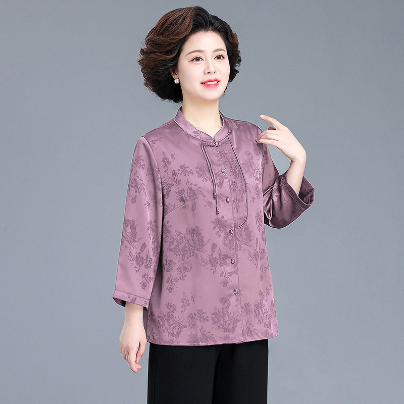 妈妈装衬衫夏季薄款中老年人女时尚国风小衫套装春装衣服奶奶上衣图片