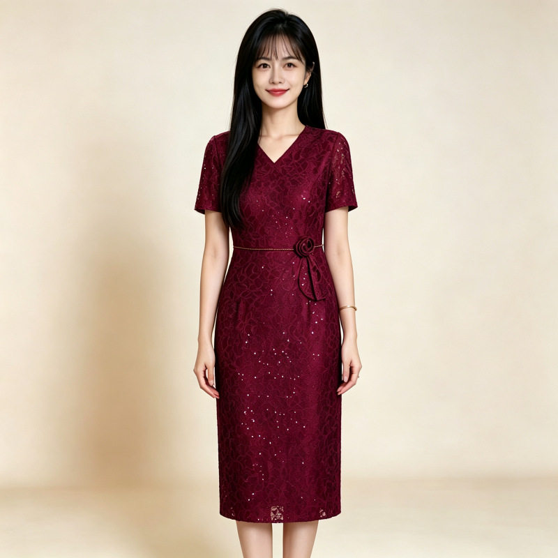 中年妈妈装喜婆婆婚宴礼服平时可穿连衣裙2026新款气质优雅中长裙