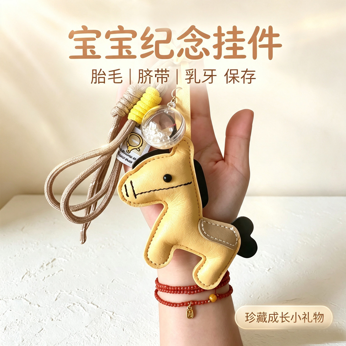 可爱小马胎毛挂件宝宝纪念