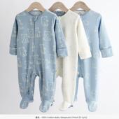 现货拆单 英国Next小熊长袖 纯棉连体衣包脚爬服春夏哈衣睡衣