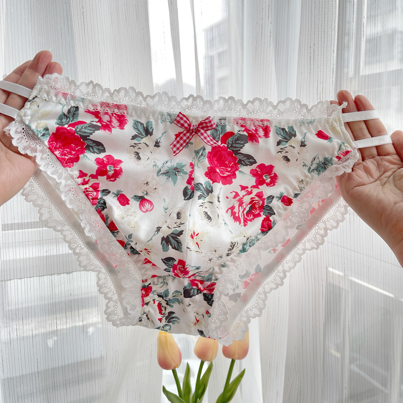 蕾丝边男士内裤性感镂空印花短裤