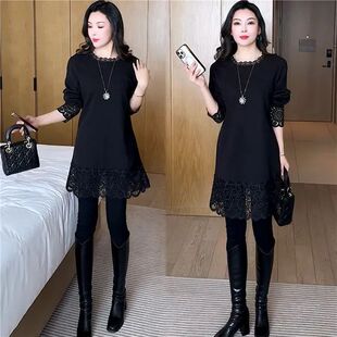 200斤胖mm大码女装瑜伽t恤秋冬季新款中长款打底衫加长版宽松上衣