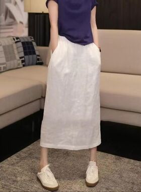 2026夏季新款高级白色半身裙女气质显瘦超好看温柔风后开叉直筒裙