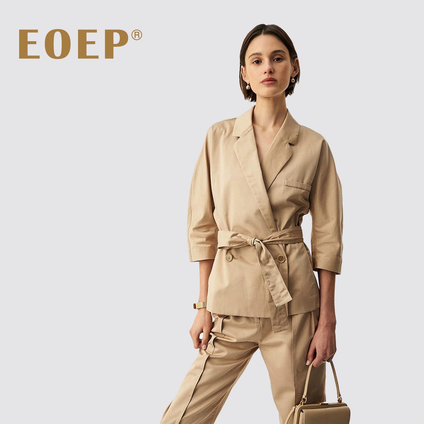 小众设计师款！棉麻亚麻西装外套女七分袖夏上衣卡其色ol通勤纯色