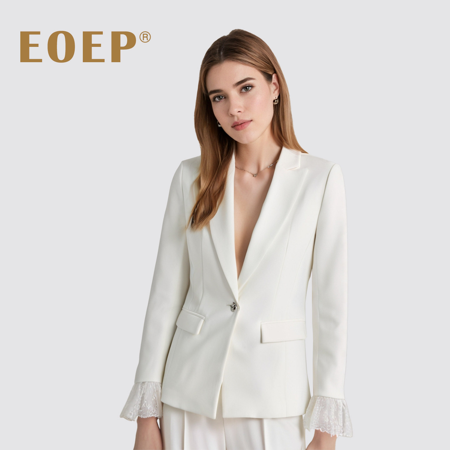 通勤时尚白色西装外套女西服