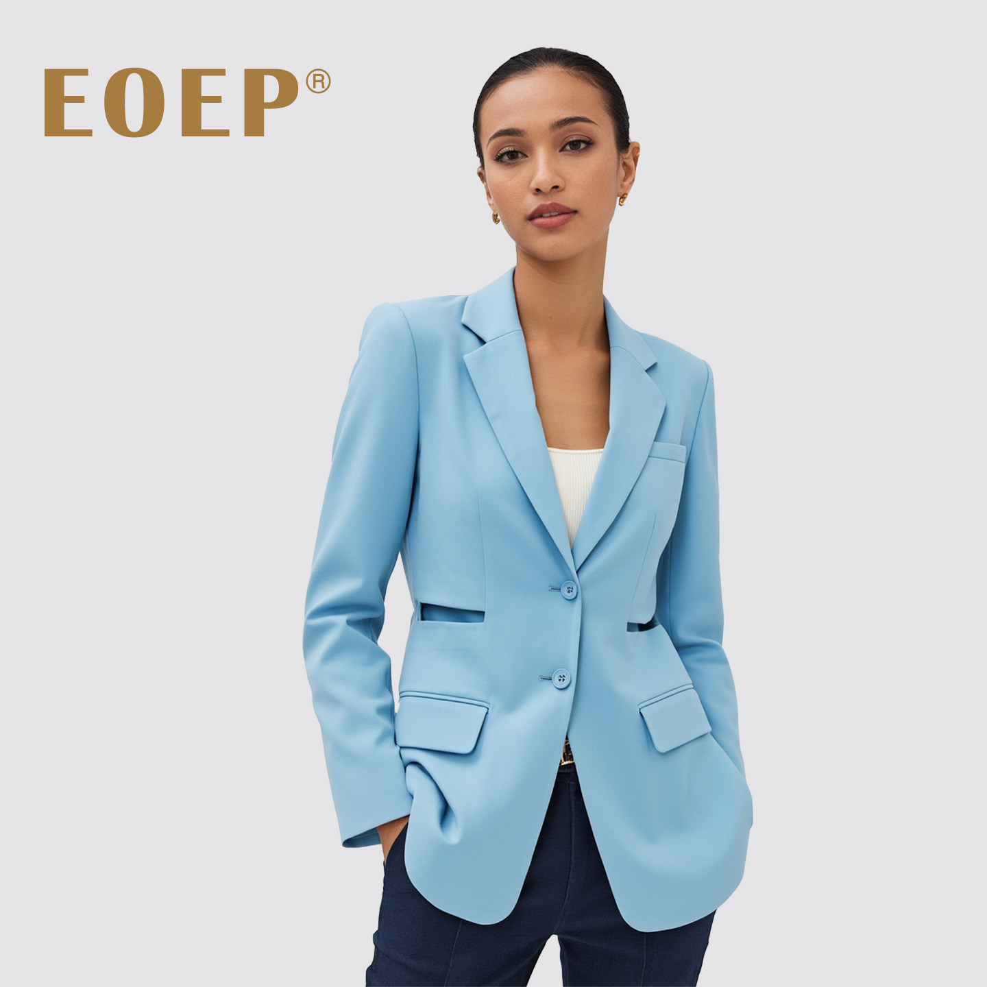 极简风西装外套女中长款修身收腰气质职业ol通勤长袖纯色西服春秋