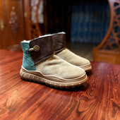 烁掌柜自制缝线版 简约保暖羊皮毛一体雪地靴中跟厚底舒适拼色棉靴