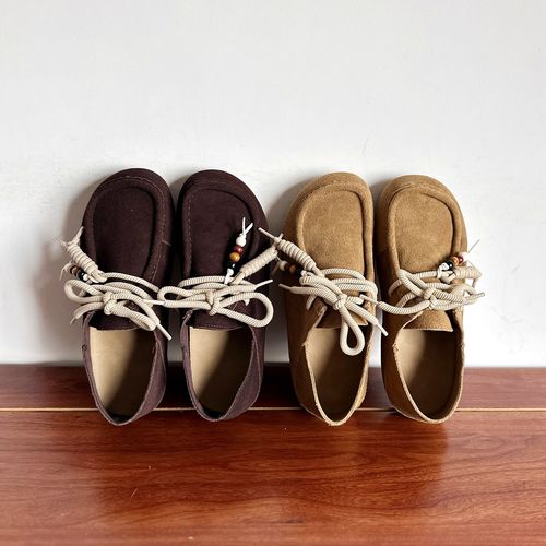 磨砂牛皮圆头系带勃肯鞋