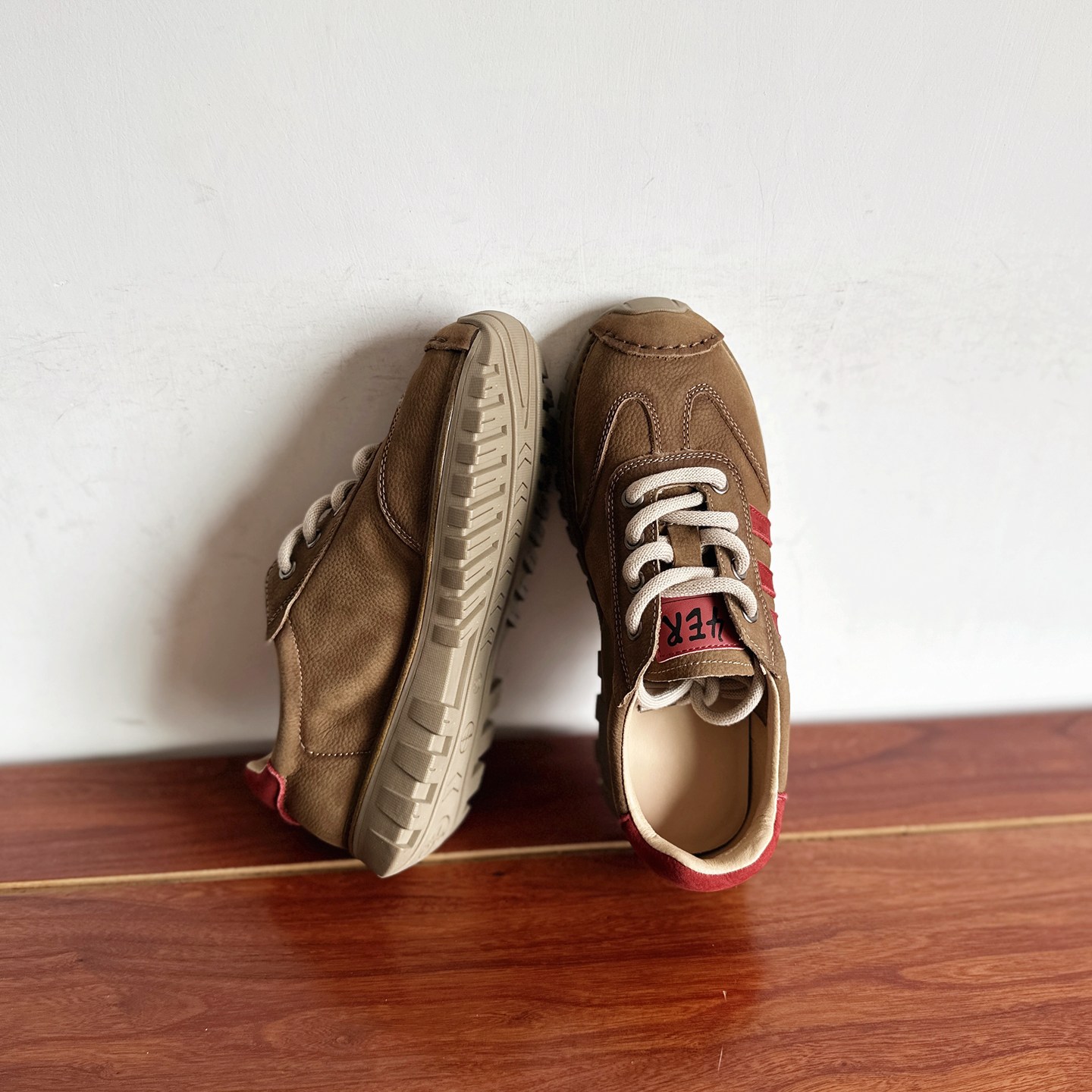 头层牛皮低跟系带休闲鞋德训鞋