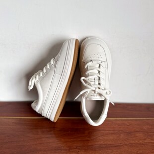 【烁掌柜】2026春季新品学院风真皮小白鞋头层牛皮厚底系带休闲鞋