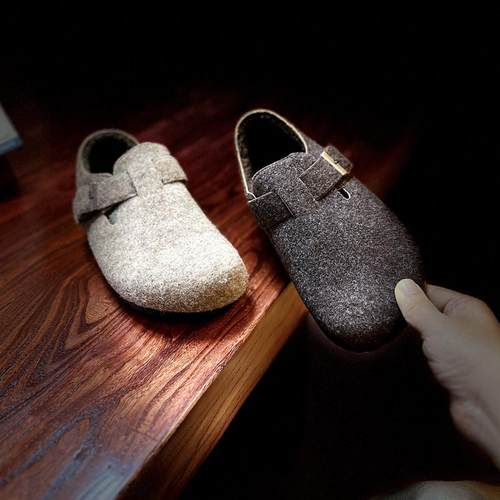 森系个性毛呢鞋面加绒保暖棉鞋