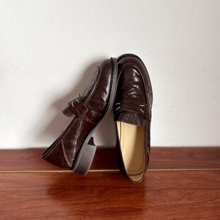 英伦复古风个性 2026春款 手抓纹羊皮中跟通勤百搭乐福鞋 烁掌柜