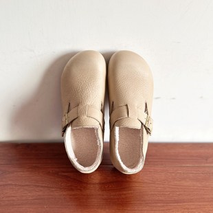 头层牛皮平底圆头舒适勃肯鞋 日系森女鞋 2025冬新品 棉鞋 烁掌柜