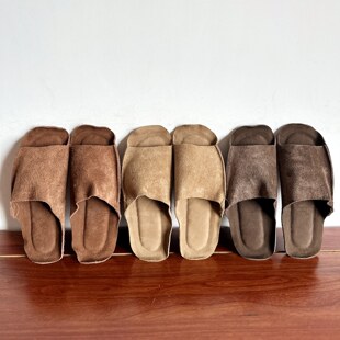 【烁掌柜】自制款复古文艺手工真皮女鞋里外全牛皮软底软面一字拖