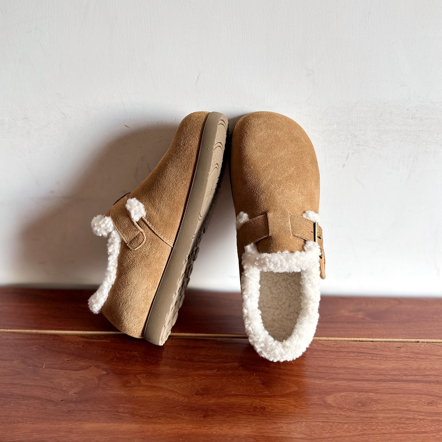 磨砂牛皮低跟文艺范勃肯鞋棉鞋