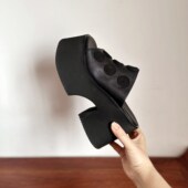 头层牛皮高气场凉拖 高端设计手工真皮女鞋 烁掌柜 11cm超高跟