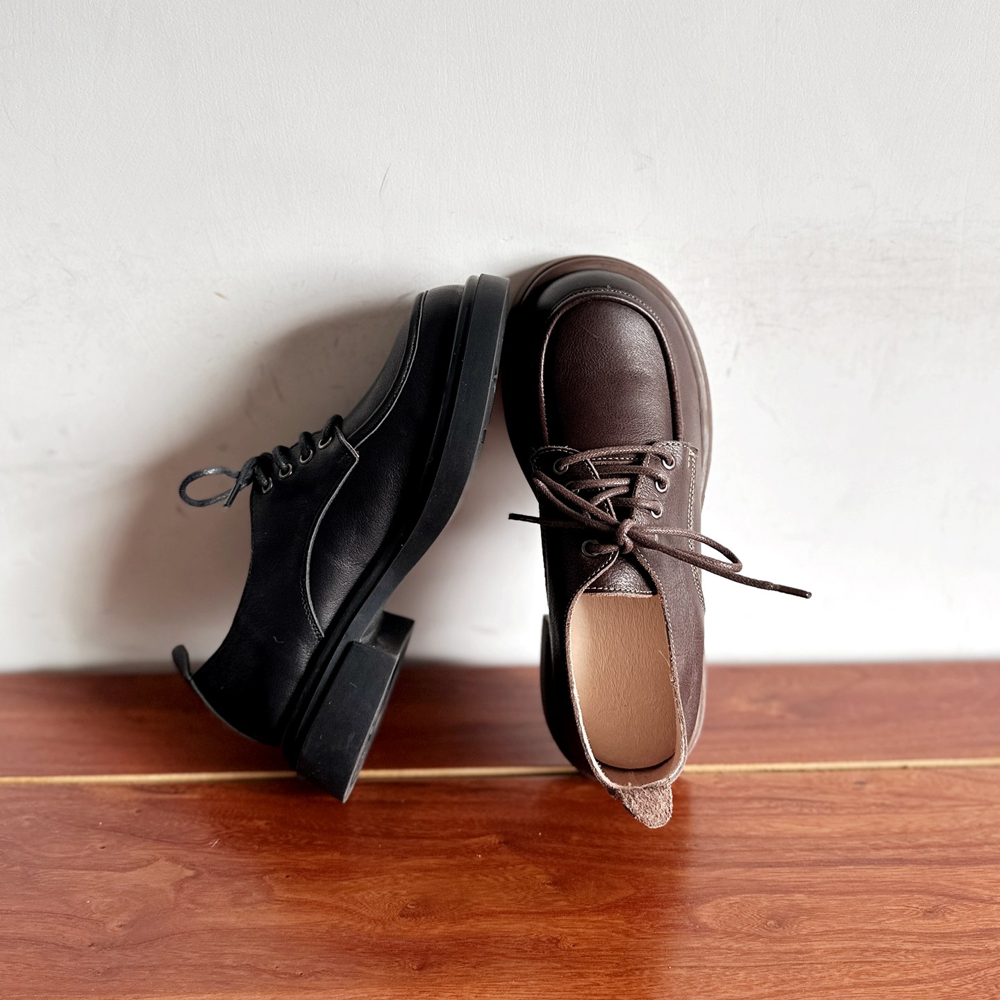 自制款手工鞋英伦复古真皮女鞋