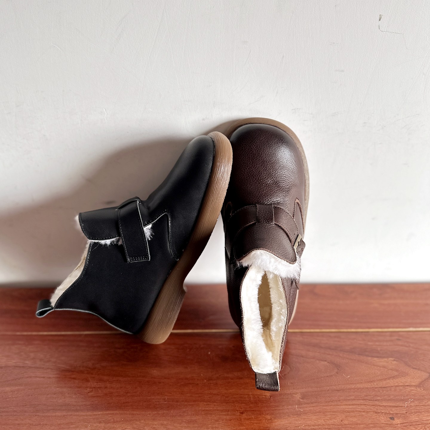 头层牛皮加厚保暖羊毛勃肯鞋