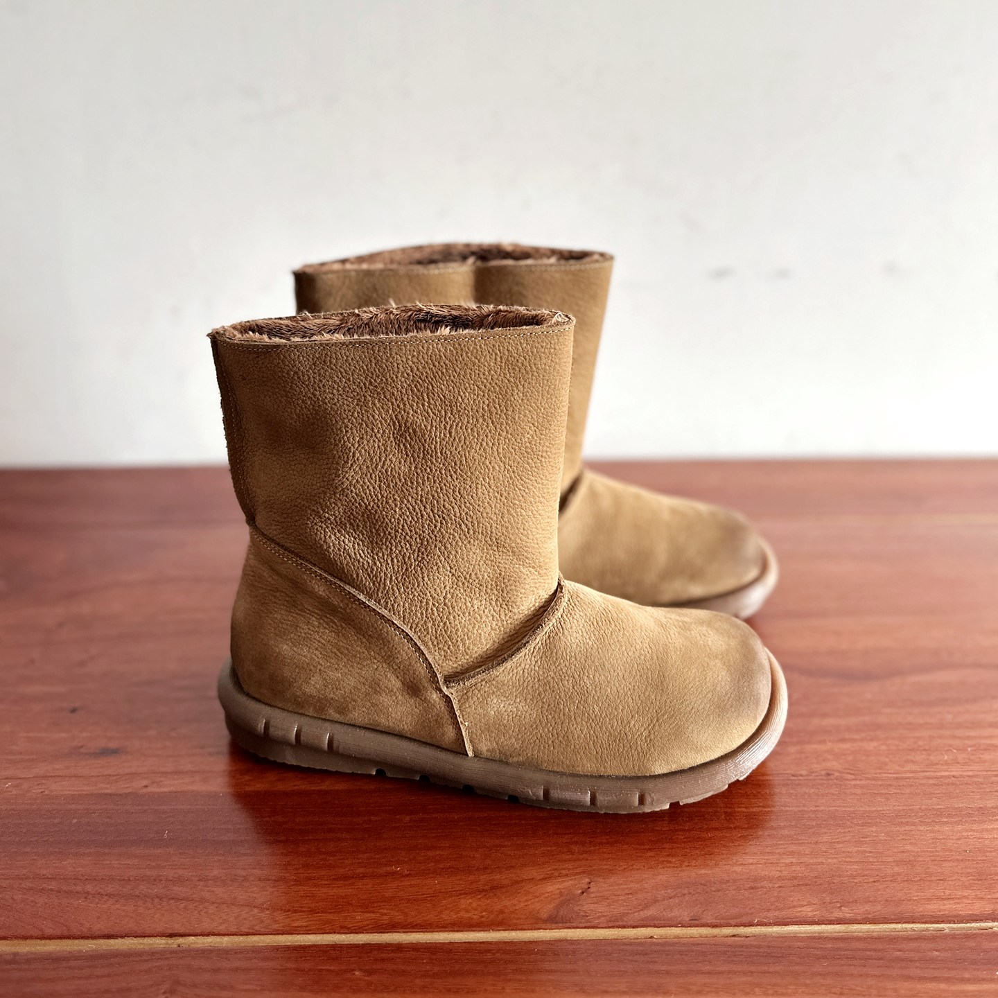 头层牛皮加厚保暖圆头棉靴子