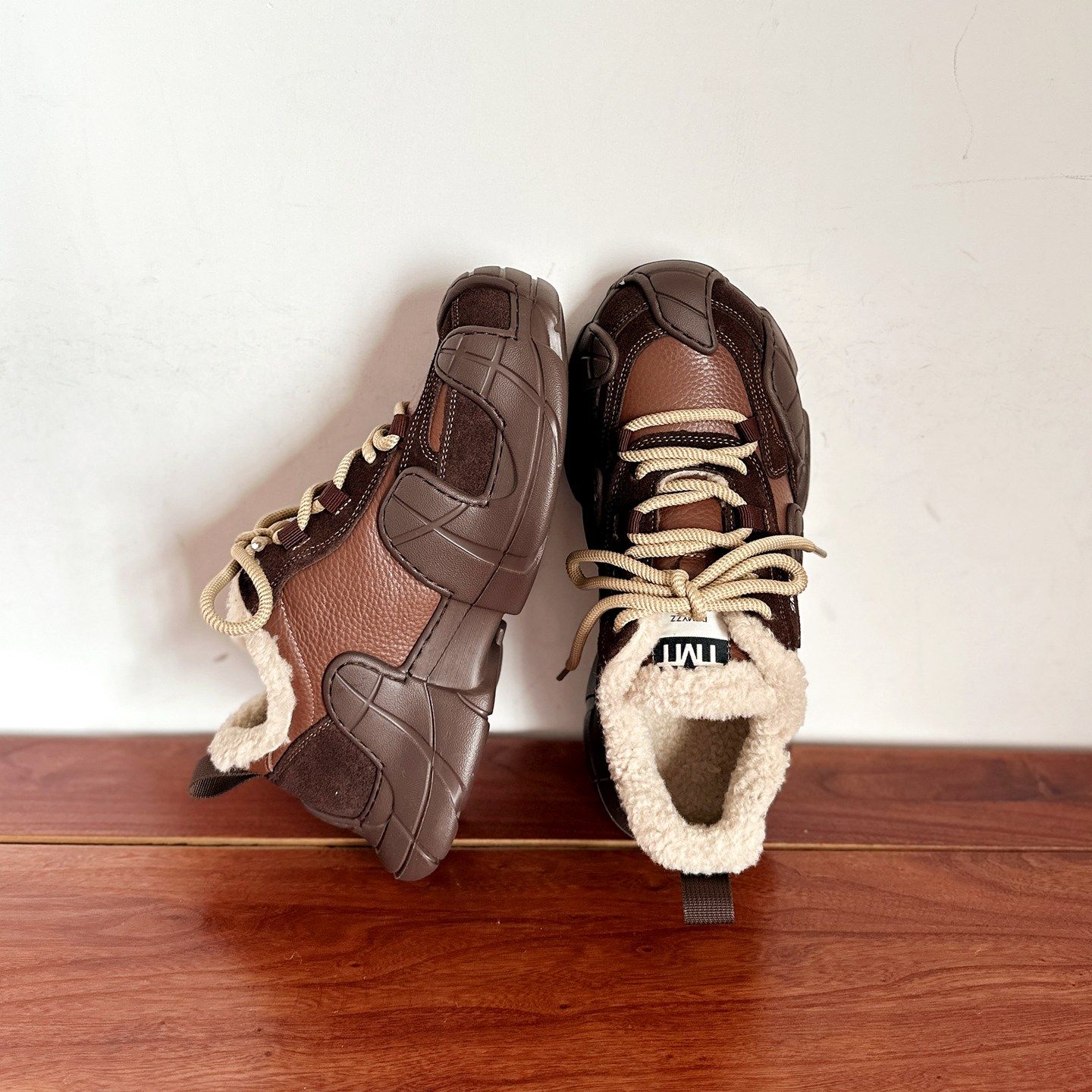 【烁掌柜】复古风缝制款真皮女鞋头层牛皮加绒保暖厚底毛毛鞋棉鞋,女鞋,时尚休闲鞋,淘宝优惠券,粉丝福利购,淘宝优惠卷