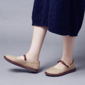 悠闲田园 舒适手工浅口单鞋 设计感藤草鞋 复古文艺范日系森女鞋