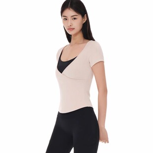 新 25专柜款andar螺纹短袖T 修身瑜伽运动短上衣舒适弹力显瘦