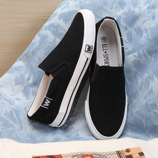 一脚蹬帆布鞋 男生老北京布鞋 复古套脚工作休闲懒人鞋 男士 纯色 板鞋