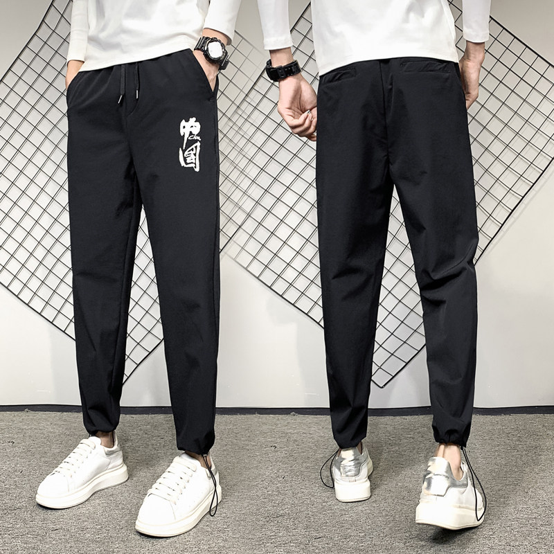 夏季薄款精神小伙裤子韩版潮流宽松哈伦百搭休闲裤男K109P45图片