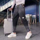 2024春夏牛仔裤男韩版潮流休闲痞帅束脚裤网红牛仔九分裤K128P60，男装休闲裤，电商A1018-1