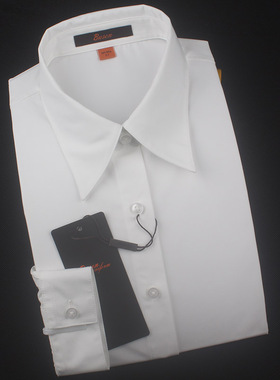 BUSEN步森衬衫女士商务职业装乳白色普通领收腰版长袖工作服衬衣