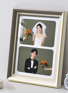 洗照片做成婚纱照相框挂墙高级感定制diy加打印情侣2宫格空框摆台