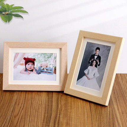 实木摆台照片定制6寸洗相片做成相框7寸小画框挂墙打印婚纱照像框