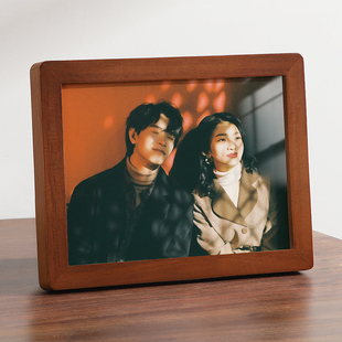 圆角实木相框摆台洗照片定制高级感6寸7寸空框挂墙加打印做成相册