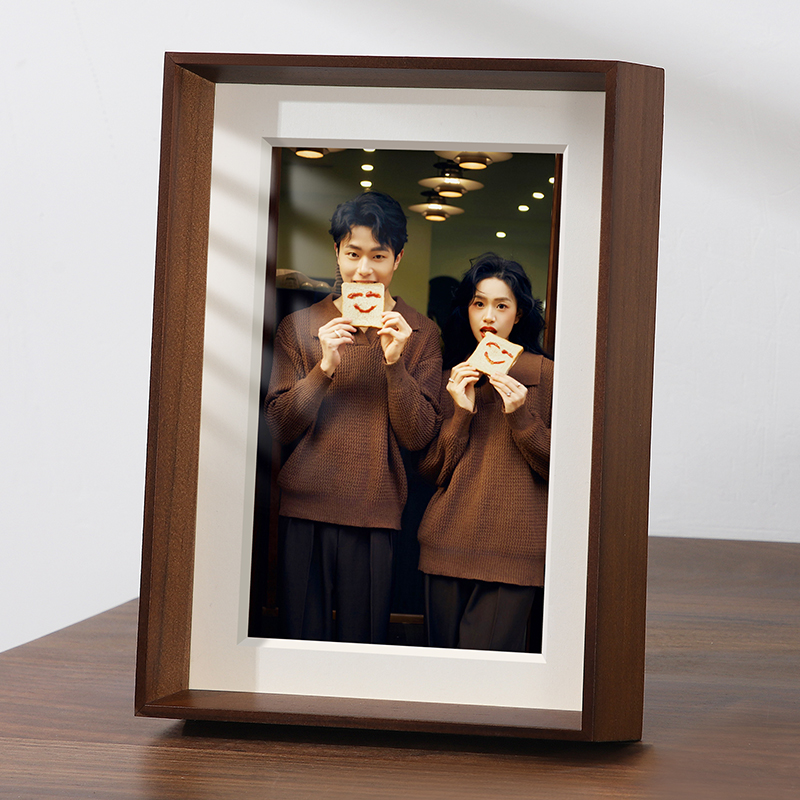 胡桃木相框空框带玻璃复古摆台