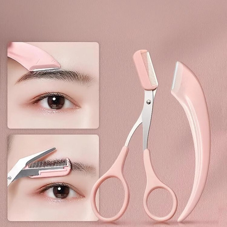 弯月修眉工具套装带梳眉剪修眉毛剪刀初学者女安全修眉刀修剪