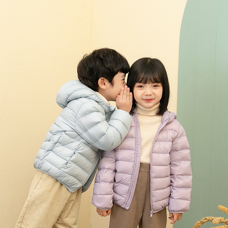 冬季男女童装小孩轻薄款羽绒服中大小连帽儿童加厚保暖 外套