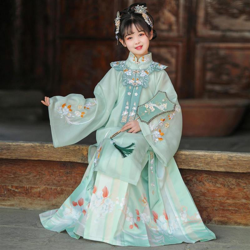 锦禾原创儿童汉服超仙明制汉服春夏款重工云肩刺绣儿童古风中国风