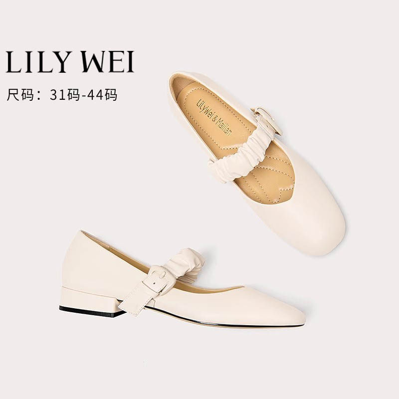 LilyWei韩版圆头单鞋一字带大码