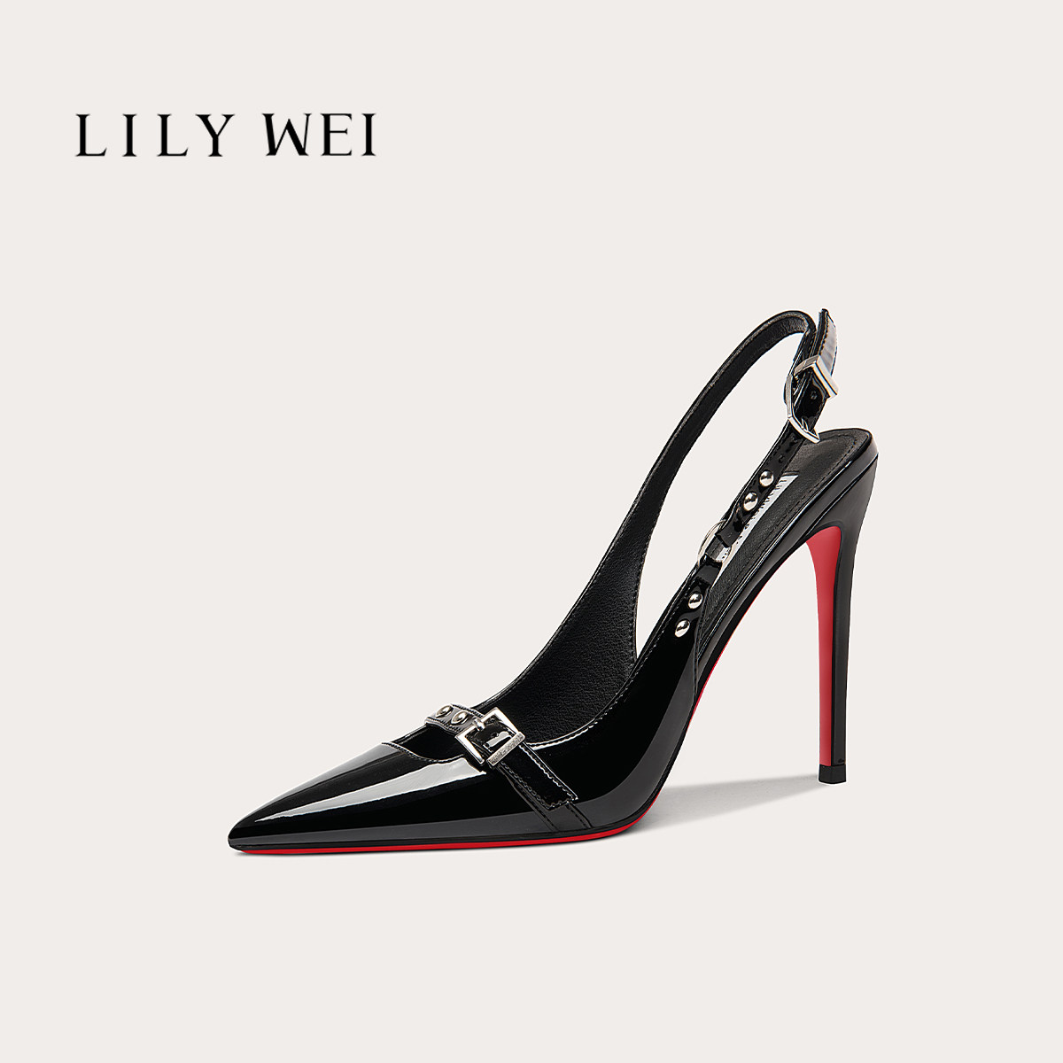Lily Wei【暮光】御姐风红底高跟鞋性感一字带斩男包头凉鞋313233