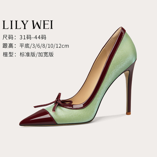 LilyWei法式高跟鞋拼接优雅气质