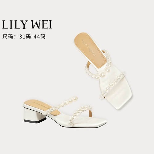 LilyWei舒适百搭露趾一字拖凉鞋