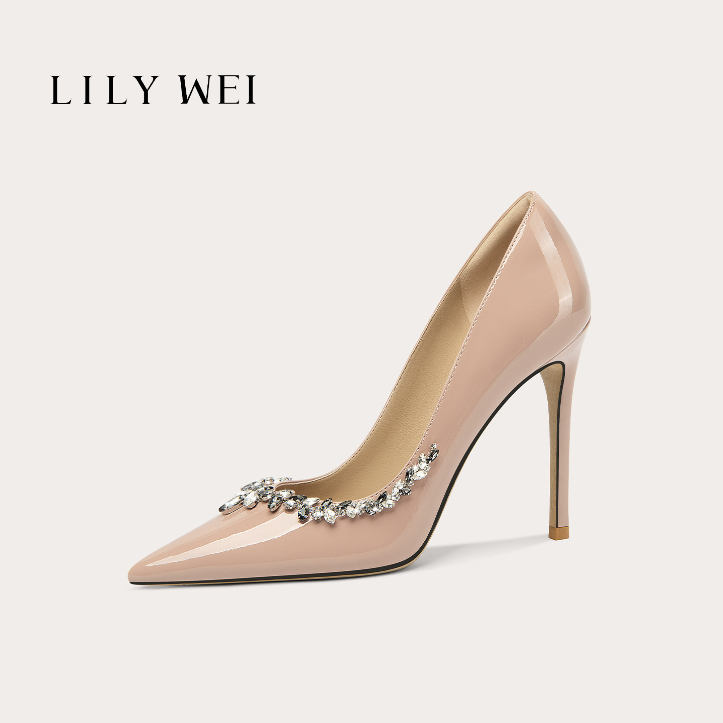 LilyWei【蜜芽】 女鞋子水钻名媛单鞋绝美伴娘宴会高跟鞋大码尖头