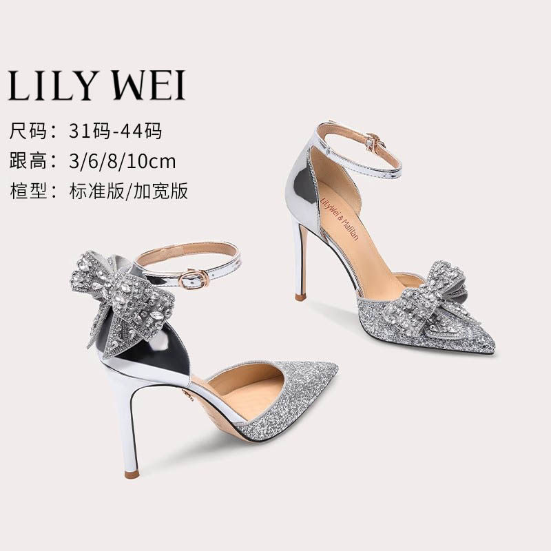 Lily Wei【2026年春新款】一字带小码313233高跟鸳鸯凉鞋细跟气质