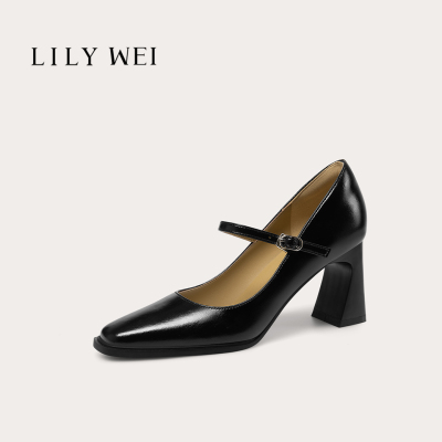 LilyWei法式优雅气质粗跟高跟鞋