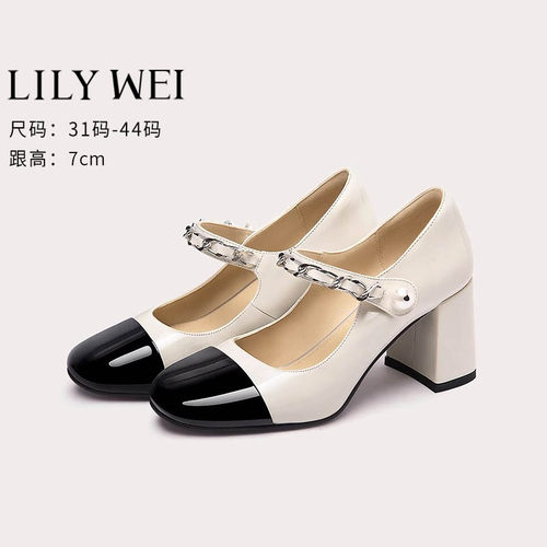 LilyWei玛丽珍单鞋拼接复古单鞋