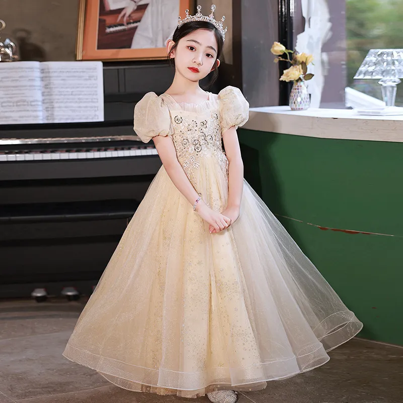 儿童礼服女童生日宴花童钢琴演奏演出服高端轻奢小众主持人公主裙